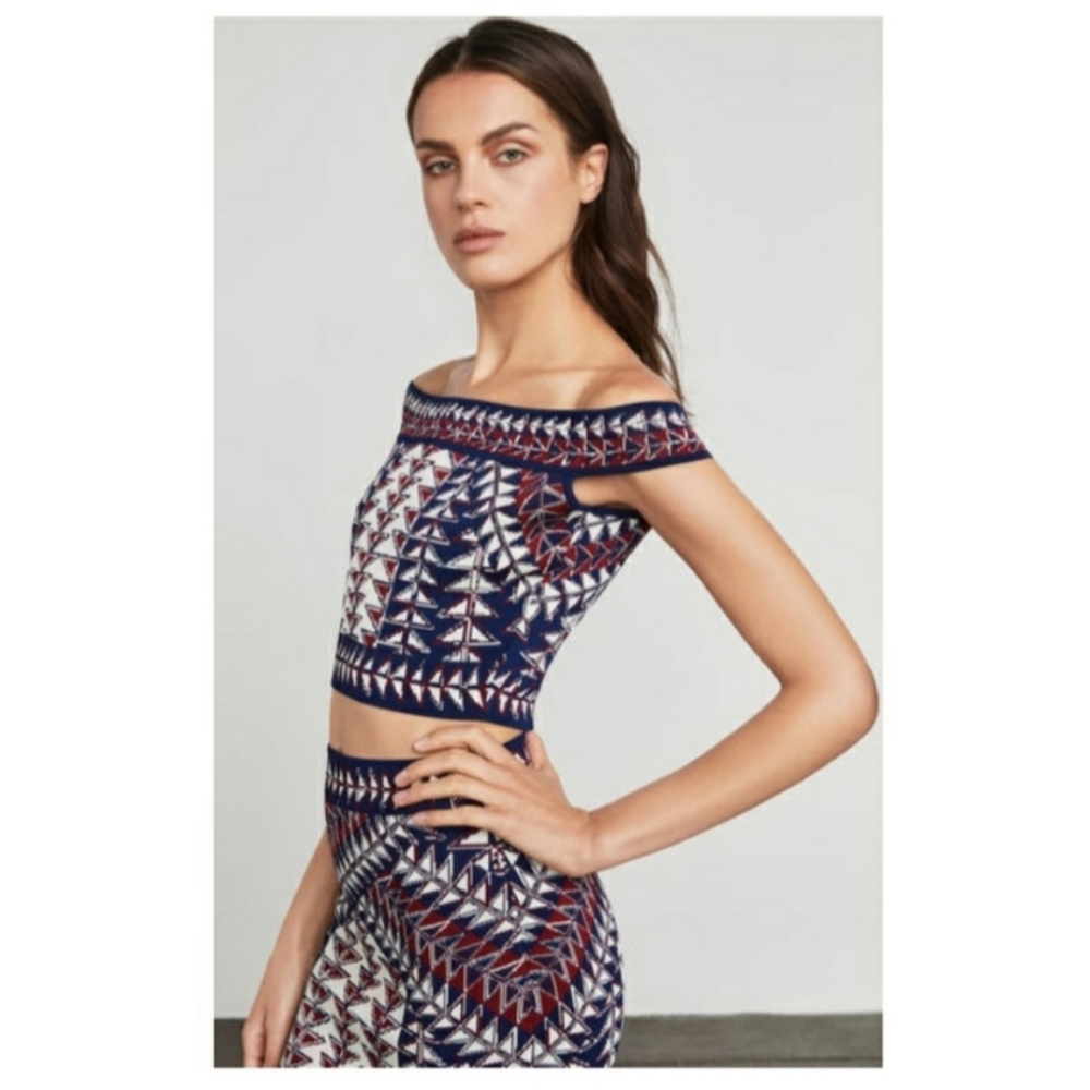 BCBGMAXAZRIA Kayann Knit Jacquard Top and Pencil Skirt Set